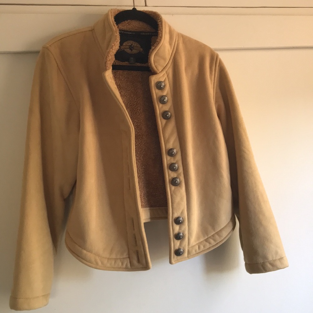 SOLD Faux suede Sherpa lined County Clothing jacket Sz M - Picture 1 of 14